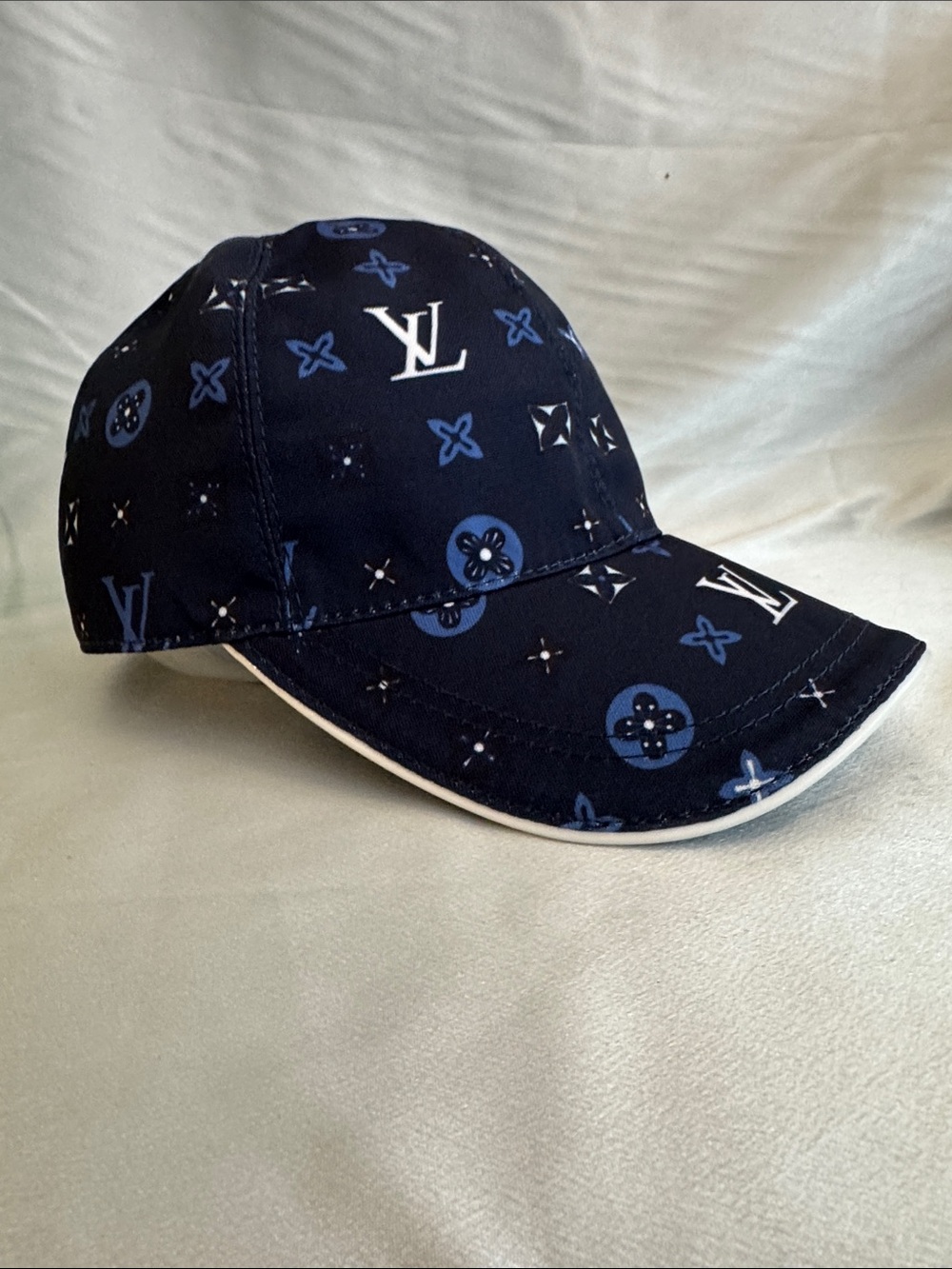 Louis Vuitton Dark Blue Monogram Baseball Cap w/ White Leather Trim🔥New! - Picture 2 of 8